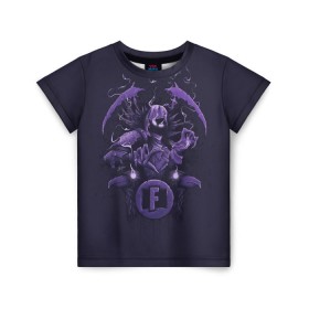 Детская футболка 3D с принтом Raven , 100% гипоаллергенный полиэфир | прямой крой, круглый вырез горловины, длина до линии бедер, чуть спущенное плечо, ткань немного тянется | battle royale | fortnite | lama | raven | батл рояль | ворон | лама | фортнайт