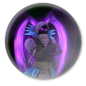 Значок с принтом Raven ,  металл | круглая форма, металлическая застежка в виде булавки | battle royale | fortnite | lama | raven | батл рояль | ворон | лама | фортнайт