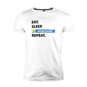 Мужская футболка премиум с принтом Eat Sleep , 92% хлопок, 8% лайкра | приталенный силуэт, круглый вырез ворота, длина до линии бедра, короткий рукав | Тематика изображения на принте: battle royale | fortnite | lama | батл рояль | лама | фортнайт