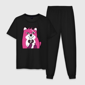 Мужская пижама хлопок с принтом Fortnite Bear , 100% хлопок | брюки и футболка прямого кроя, без карманов, на брюках мягкая резинка на поясе и по низу штанин
 | battle royale | fortnite | lama | батл рояль | лама | медведь | фортнайт