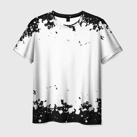 Мужская футболка 3D с принтом БРЫЗГИ КРАСКИ , 100% полиэфир | прямой крой, круглый вырез горловины, длина до линии бедер | black | color | paint | white | белый | капли | краска | пятна | разводы | текстура | цвет | черный
