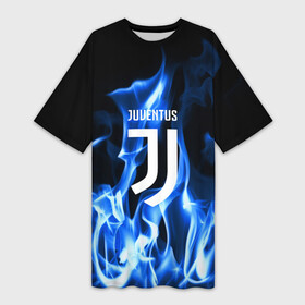Платье-футболка 3D с принтом JUVENTUS ,  |  | fc | football | footer | juventus | soccer | socker | sport | огонь | пламя | спорт | футбол | футбольный клуб | ювентус