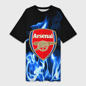 Платье-футболка 3D с принтом ARSENAL ,  |  | arsenal | fc | football | footer | soccer | socker | sport | арсенал | огонь | пламя | спорт | футбол | футбольный клуб