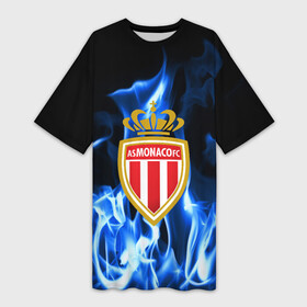 Платье-футболка 3D с принтом MONACO ,  |  | fc | football | footer | monaco | soccer | socker | sport | монако | огонь | пламя | спорт | футбол | футбольный клуб