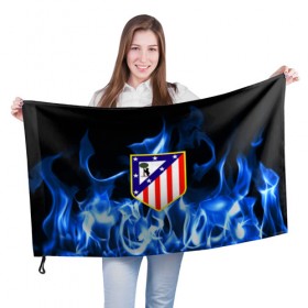 Флаг 3D с принтом ATLETICO MADRID , 100% полиэстер | плотность ткани — 95 г/м2, размер — 67 х 109 см. Принт наносится с одной стороны | атлетико мадрид | эмблема