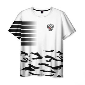 Мужская футболка 3D с принтом Россия , 100% полиэфир | прямой крой, круглый вырез горловины, длина до линии бедер | rus | герб | двуглавый орел | россия | рф