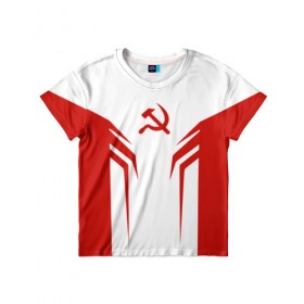 Детская футболка 3D с принтом СССР , 100% гипоаллергенный полиэфир | прямой крой, круглый вырез горловины, длина до линии бедер, чуть спущенное плечо, ткань немного тянется | Тематика изображения на принте: ussr | герб | серп и молот | советский | ссср