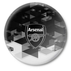 Значок с принтом FC Arsenal sport geometry 2018 ,  металл | круглая форма, металлическая застежка в виде булавки | 