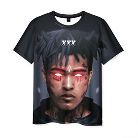 Мужская футболка 3D с принтом XXXtentacion (9) , 100% полиэфир | прямой крой, круглый вырез горловины, длина до линии бедер | 17 | art | look at me | moonlight | rap | revenge | tentacion | xxx | xxxtentacion