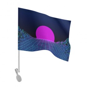 Флаг для автомобиля с принтом Солнце , 100% полиэстер | Размер: 30*21 см | 3d | cgi | digital art | music | retro | vaporwave | абстракция | вейпорвейв | геометрия | музыка | ретро