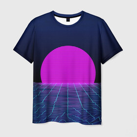 Мужская футболка 3D с принтом Солнце , 100% полиэфир | прямой крой, круглый вырез горловины, длина до линии бедер | 3d | cgi | digital art | music | retro | vaporwave | абстракция | вейпорвейв | геометрия | музыка | ретро