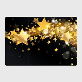 Магнитный плакат 3Х2 с принтом Золотые звездочки , Полимерный материал с магнитным слоем | 6 деталей размером 9*9 см | 3d | звездочки | звезды | золото | золотые звездочки | картинка | черный фон