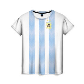 Женская футболка 3D с принтом Сборная Аргентины , 100% полиэфир ( синтетическое хлопкоподобное полотно) | прямой крой, круглый вырез горловины, длина до линии бедер | аргентина | месси | сборная аргентины