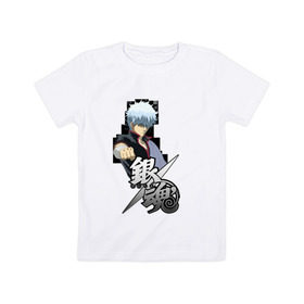 Детская футболка хлопок с принтом Gintama_2 , 100% хлопок | круглый вырез горловины, полуприлегающий силуэт, длина до линии бедер | Тематика изображения на принте: 