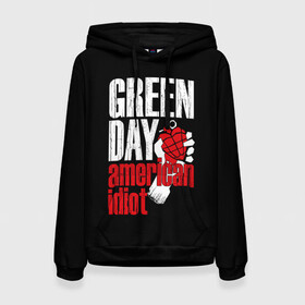 Женская толстовка 3D с принтом Green Day American Idiot , 100% полиэстер  | двухслойный капюшон со шнурком для регулировки, мягкие манжеты на рукавах и по низу толстовки, спереди карман-кенгуру с мягким внутренним слоем. | green day | punk rock | билли джо армстронг | панк рок