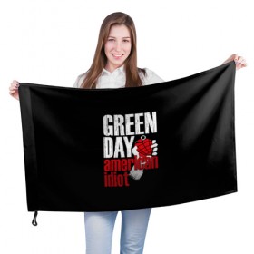 Флаг 3D с принтом Green Day American Idiot , 100% полиэстер | плотность ткани — 95 г/м2, размер — 67 х 109 см. Принт наносится с одной стороны | green day | punk rock | билли джо армстронг | панк рок