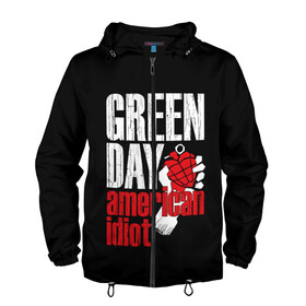 Мужская ветровка 3D с принтом Green Day American Idiot , 100% полиэстер | подол и капюшон оформлены резинкой с фиксаторами, два кармана без застежек по бокам, один потайной карман на груди | green day | punk rock | билли джо армстронг | панк рок