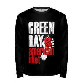 Мужской лонгслив 3D с принтом Green Day American Idiot , 100% полиэстер | длинные рукава, круглый вырез горловины, полуприлегающий силуэт | green day | punk rock | билли джо армстронг | панк рок