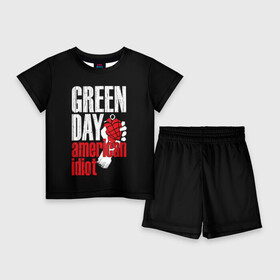 Детский костюм с шортами 3D с принтом Green Day American Idiot ,  |  | Тематика изображения на принте: green day | punk rock | билли джо армстронг | панк рок