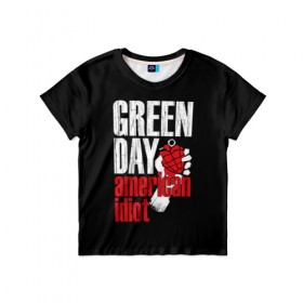 Детская футболка 3D с принтом Green Day American Idiot , 100% гипоаллергенный полиэфир | прямой крой, круглый вырез горловины, длина до линии бедер, чуть спущенное плечо, ткань немного тянется | Тематика изображения на принте: green day | punk rock | билли джо армстронг | панк рок