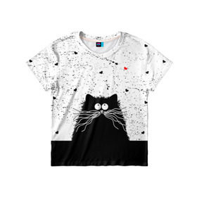 Детская футболка 3D с принтом Котик , 100% гипоаллергенный полиэфир | прямой крой, круглый вырез горловины, длина до линии бедер, чуть спущенное плечо, ткань немного тянется | cats | kitty | кот | котик | сердечки cat | сердце
