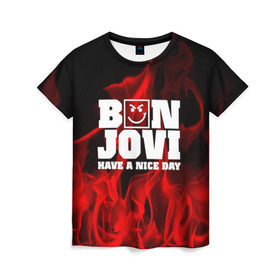 Женская футболка 3D с принтом BON JOVI , 100% полиэфир ( синтетическое хлопкоподобное полотно) | прямой крой, круглый вырез горловины, длина до линии бедер | bon jovi | альтернативный хип хоп | группа | инди поп | музыка | музыкальное произведение | ноты | регги | рок | синти поп