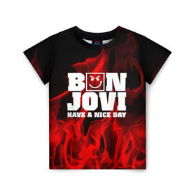 Детская футболка 3D с принтом BON JOVI , 100% гипоаллергенный полиэфир | прямой крой, круглый вырез горловины, длина до линии бедер, чуть спущенное плечо, ткань немного тянется | bon jovi | альтернативный хип хоп | группа | инди поп | музыка | музыкальное произведение | ноты | регги | рок | синти поп