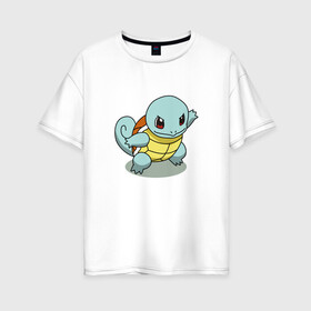 Женская футболка хлопок Oversize с принтом Pokemon squirtle , 100% хлопок | свободный крой, круглый ворот, спущенный рукав, длина до линии бедер
 | pokemon | squirtle