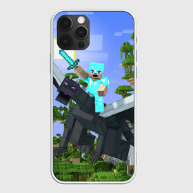 Чехол для iPhone 12 Pro Max с принтом Стив среди парящих островов , Силикон |  | dragon | minecraft | minekraft | stive | броня | дракон | майнкрафт | меч | стив