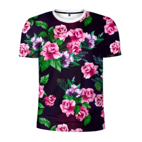Мужская футболка 3D спортивная с принтом Розы , 100% полиэстер с улучшенными характеристиками | приталенный силуэт, круглая горловина, широкие плечи, сужается к линии бедра | rose | роза | цветы