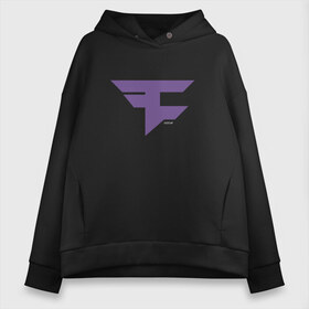 Женское худи Oversize хлопок с принтом Faze Clan (Ultraviolet) , френч-терри — 70% хлопок, 30% полиэстер. Мягкий теплый начес внутри —100% хлопок | боковые карманы, эластичные манжеты и нижняя кромка, капюшон на магнитной кнопке | 0x000000123 | csgo | faze | ultraviolet | ксго | фиолетовый