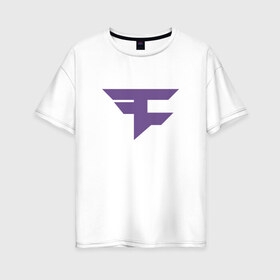 Женская футболка хлопок Oversize с принтом Faze Clan (Ultraviolet) , 100% хлопок | свободный крой, круглый ворот, спущенный рукав, длина до линии бедер
 | 0x000000123 | csgo | faze | ultraviolet | ксго | фиолетовый