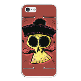 Чехол для iPhone 5/5S матовый с принтом Dia de los Muertos , Силикон | Область печати: задняя сторона чехла, без боковых панелей | череп
