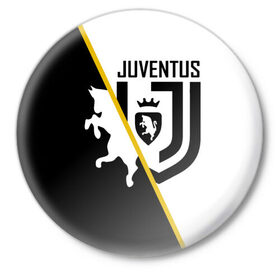 Значок с принтом JUVENTUS FOOTBALL POINT ,  металл | круглая форма, металлическая застежка в виде булавки | cr7 | juve | juventus | ronaldo | роналдо | спорт | футбол | ювентус