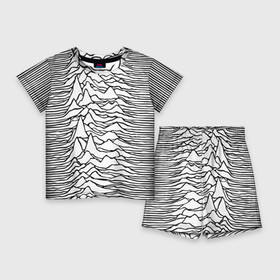 Детский костюм с шортами 3D с принтом White ,  |  | ian curtis | joy division | rock | unknown pleasures | иэн кёртис | рок