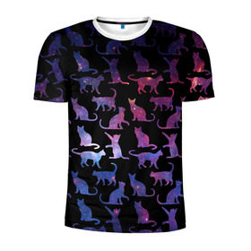 Мужская футболка 3D спортивная с принтом Космические Коты , 100% полиэстер с улучшенными характеристиками | приталенный силуэт, круглая горловина, широкие плечи, сужается к линии бедра | звезды | космос | кот | котик | паттерн