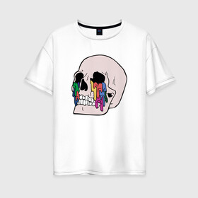 Женская футболка хлопок Oversize с принтом Twenty One Pilots , 100% хлопок | свободный крой, круглый ворот, спущенный рукав, длина до линии бедер
 | skull | череп