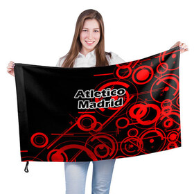 Флаг 3D с принтом Атлетико Мадрид , 100% полиэстер | плотность ткани — 95 г/м2, размер — 67 х 109 см. Принт наносится с одной стороны | 