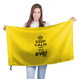 Флаг 3D с принтом Keep calm and Heja BVB , 100% полиэстер | плотность ткани — 95 г/м2, размер — 67 х 109 см. Принт наносится с одной стороны | 09 | bvb | calm | heja | keep | боруссия | германия | дортмунд | клуб | сохраняй | спокойствие | фк | футбол | футбольный