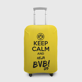 Чехол для чемодана 3D с принтом Keep calm and Heja BVB , 86% полиэфир, 14% спандекс | двустороннее нанесение принта, прорези для ручек и колес | 09 | bvb | calm | heja | keep | боруссия | германия | дортмунд | клуб | сохраняй | спокойствие | фк | футбол | футбольный