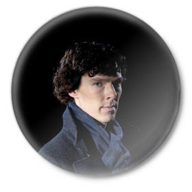 Значок с принтом Sherlock ,  металл | круглая форма, металлическая застежка в виде булавки | Тематика изображения на принте: benedict | cumberbatch | sherlock | бенедикт | камбербатч | шерлок
