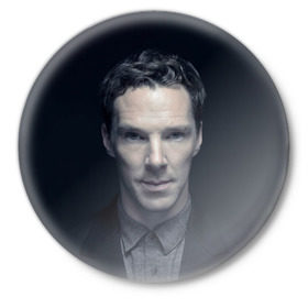 Значок с принтом Cumberbatch ,  металл | круглая форма, металлическая застежка в виде булавки | Тематика изображения на принте: benedict | cumberbatch | sherlock | бенедикт | камбербатч | шерлок