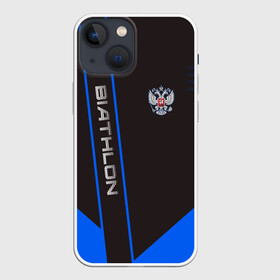 Чехол для iPhone 13 mini с принтом BIATHLON ,  |  | biathlon | sport | беатлон | беотлон | биатлон | биотлон | борьба | винтовка | линии | лыжи | надпись | полосы | россии | россия | рф | сборная | символ | состязание | спорт | стрельба | флаг