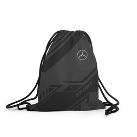 Рюкзак-мешок 3D с принтом MERCEDES SPORT , 100% полиэстер | плотность ткани — 200 г/м2, размер — 35 х 45 см; лямки — толстые шнурки, застежка на шнуровке, без карманов и подкладки | amg | auto | mercedes | sport | авто | автомобиль | автомобильные | амг | бренд | марка | машины | мерседес | спорт