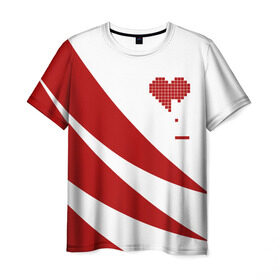 Мужская футболка 3D с принтом Сердца красное , 100% полиэфир | прямой крой, круглый вырез горловины, длина до линии бедер | abstract | geometry | geometry stripes | heart | texture | абстракция | геометрические полосы | геометрическое сердце | геометрия | любовь | сердечко | сердца | сердце | текстура