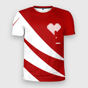 Мужская футболка 3D спортивная с принтом Сердца белое , 100% полиэстер с улучшенными характеристиками | приталенный силуэт, круглая горловина, широкие плечи, сужается к линии бедра | abstract | geometry | geometry stripes | heart | texture | абстракция | геометрические полосы | геометрическое сердце | геометрия | любовь | сердечко | сердца | сердце | текстура