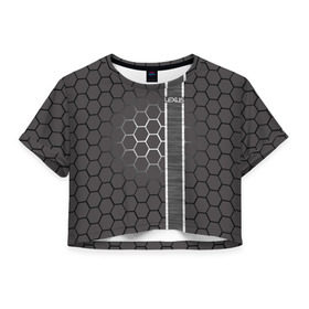 Женская футболка 3D укороченная с принтом Lexus , 100% полиэстер | круглая горловина, длина футболки до линии талии, рукава с отворотами | 