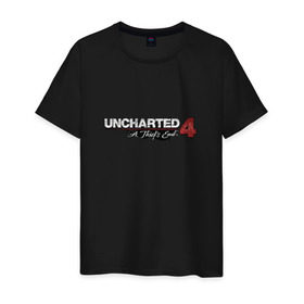 Мужская футболка хлопок с принтом Uncharted logo , 100% хлопок | прямой крой, круглый вырез горловины, длина до линии бедер, слегка спущенное плечо. | Тематика изображения на принте: chloe | drake | elena | nathan | naughty dog | sully | анчартед | дрейк | натан | нейтан | ноти дог | пиратs | приключения | путь вора | салли | утраченное наследие