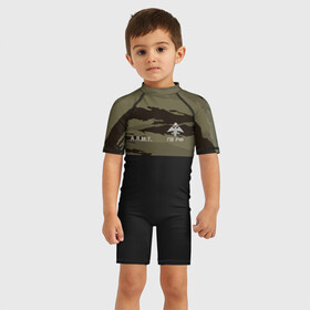 Детский купальный костюм 3D с принтом Камуфляж пограничник , Полиэстер 85%, Спандекс 15% | застежка на молнии на спине | армия | граница | камуфляж | милитари | погранвойска | россия | рф