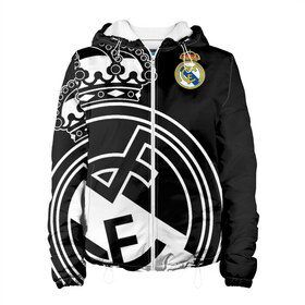 Женская куртка 3D с принтом Real Madrid Exclusive , ткань верха — 100% полиэстер, подклад — флис | прямой крой, подол и капюшон оформлены резинкой с фиксаторами, два кармана без застежек по бокам, один большой потайной карман на груди. Карман на груди застегивается на липучку | 2019 | мадрид | реал | форма | эксклюзив